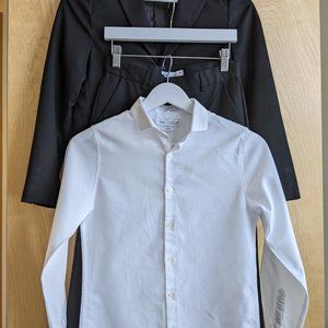 Zara Boys Black Suit Jacket and Pants with White Dress Shirt